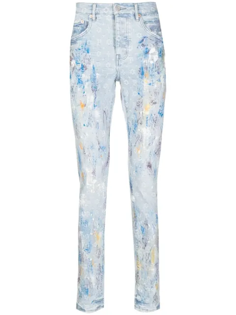 Purple Brand paint-splattered slim jeans
