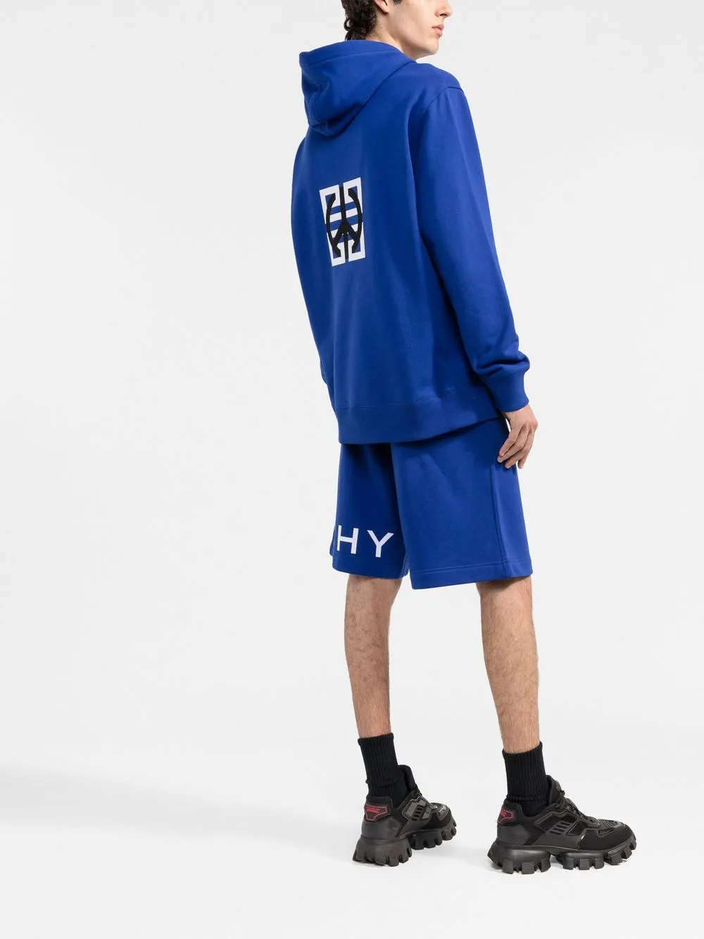 logo-print knee-length track shorts