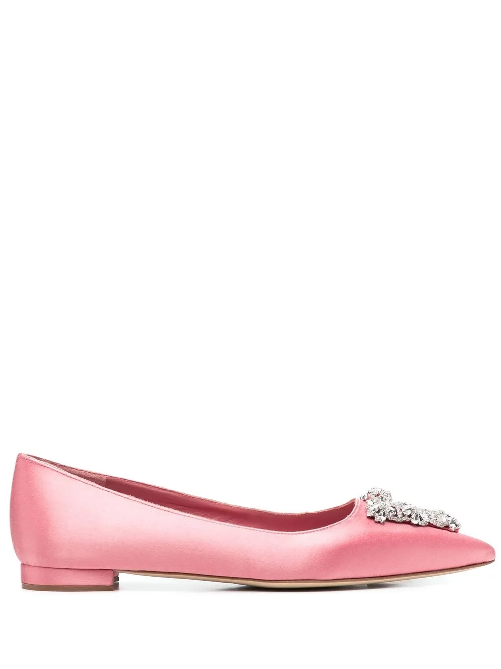 

Manolo Blahnik Trinafla embellished pointed-toe ballerinas - Pink