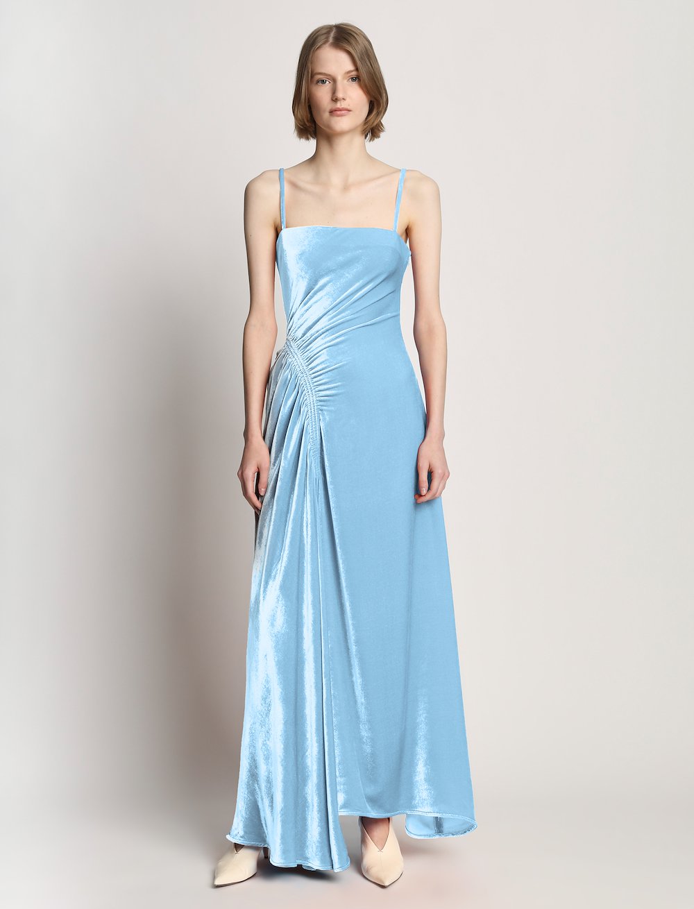 Silk Viscose Velvet Gathered Dress