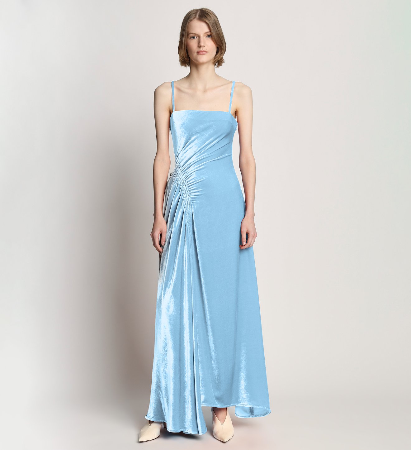Silk Viscose Velvet Gathered Dress