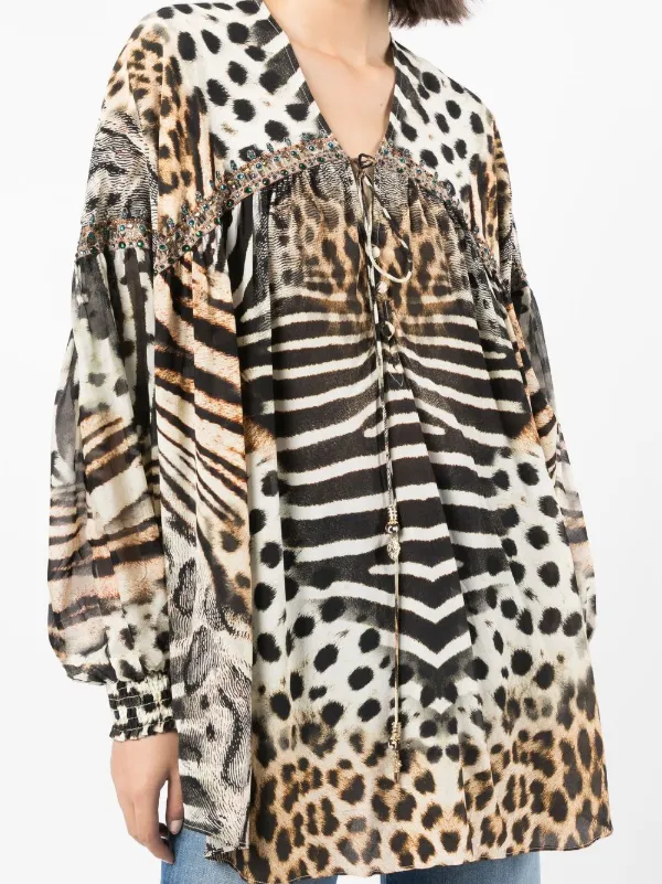 blusa seda animal print