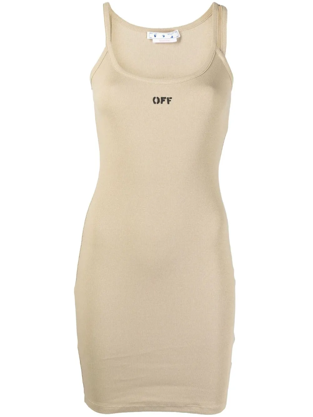 

Off-White logo-print ribbed knit dress - Neutrals