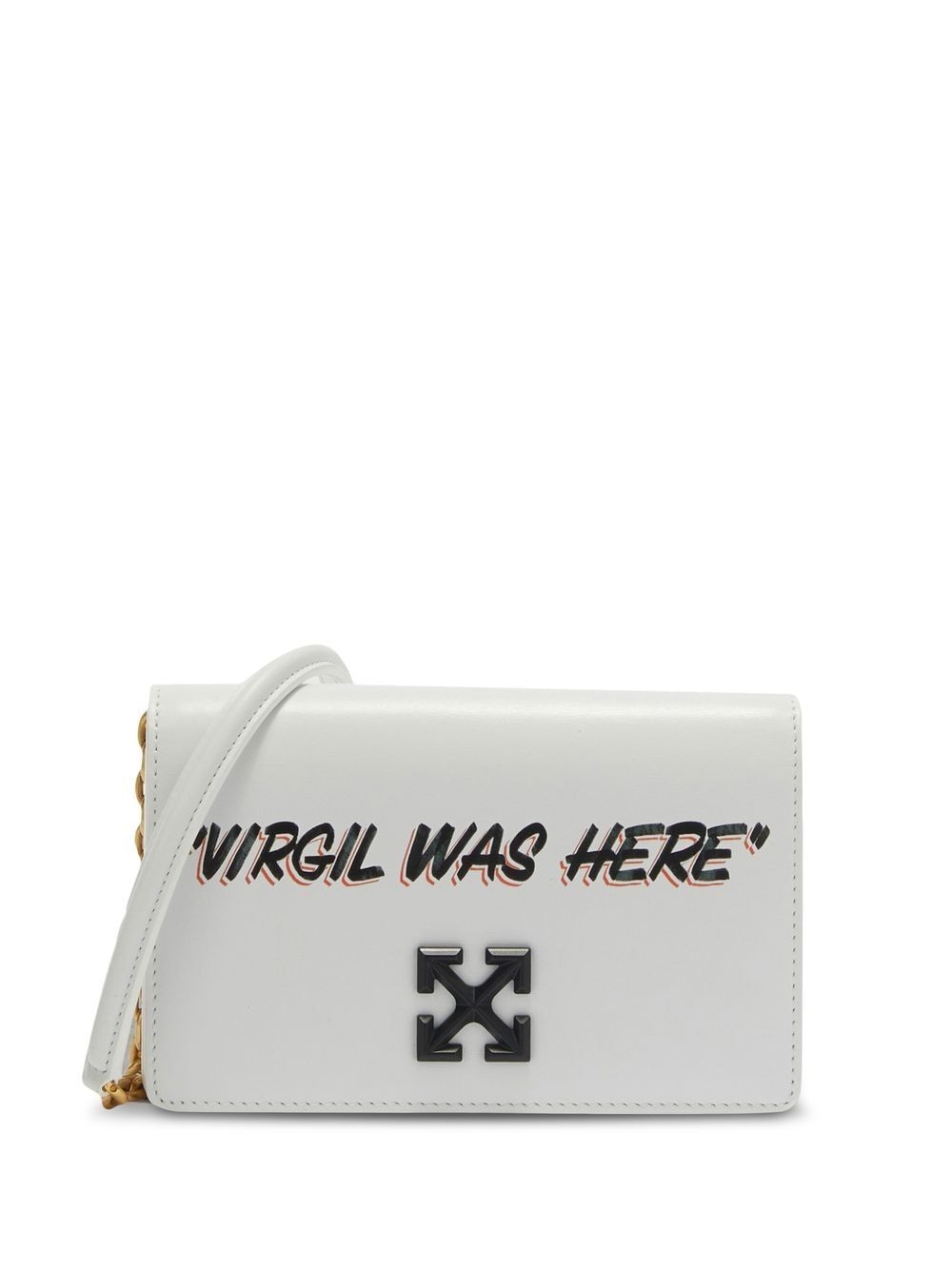 OFF WHITE Calfskin Jitney 0.5 Virgil Was Here Crossbody Bag White
