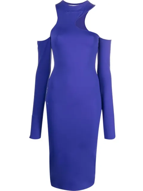 Off-White asymmetric long-sleeve midi dress