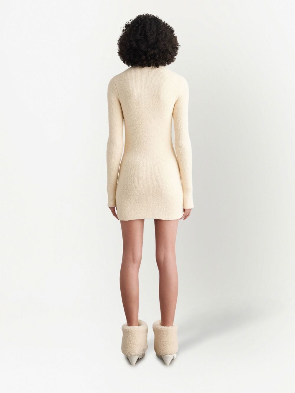 Shop Off-white Zip-up Knitted Dress In Weiss