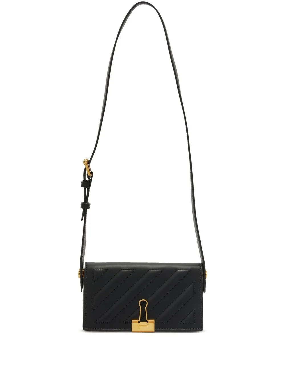 OFF-WHITE: Off White Diag bag in saffiano leather with diagonal print -  Black