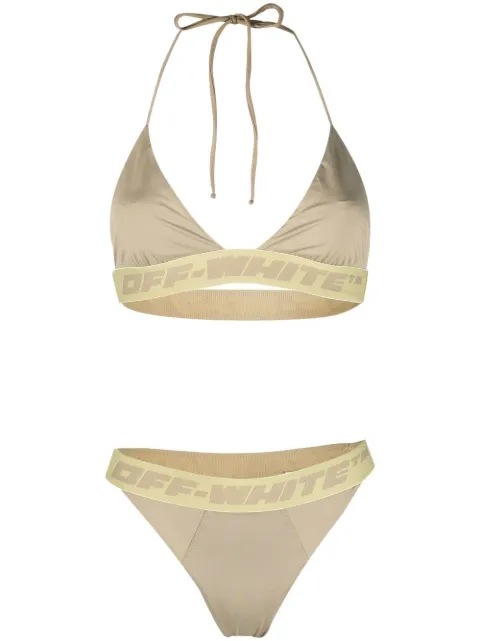 Off-White logo-band bikini set