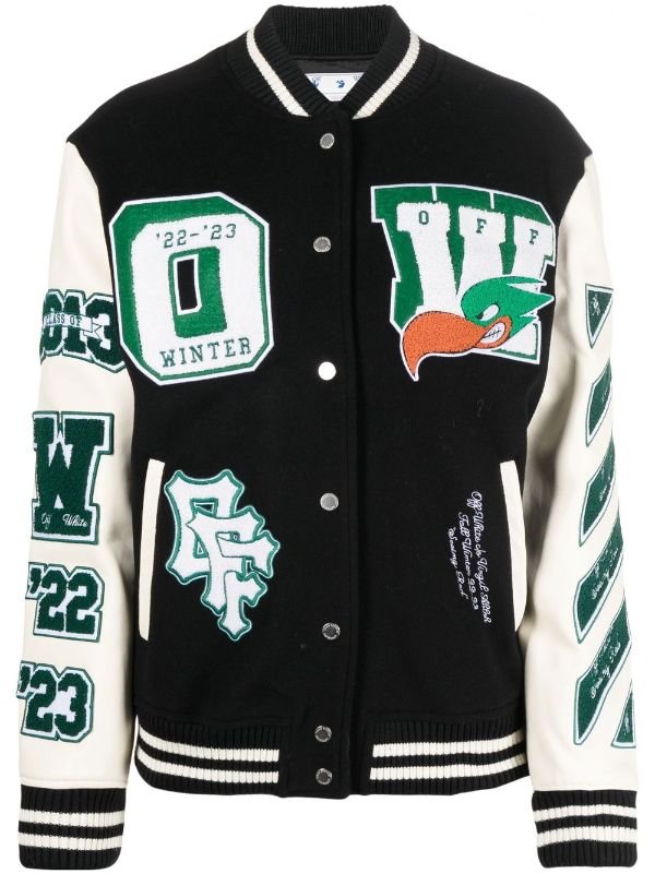 Off-White Floral Embroidered Varsity Jacket — UFO No More