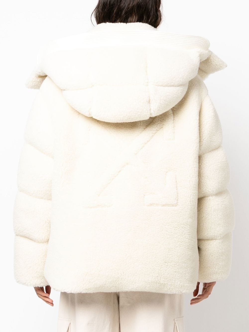 Shop Off-white Arrows Fleece-texture Puffer Jacket In 中性色