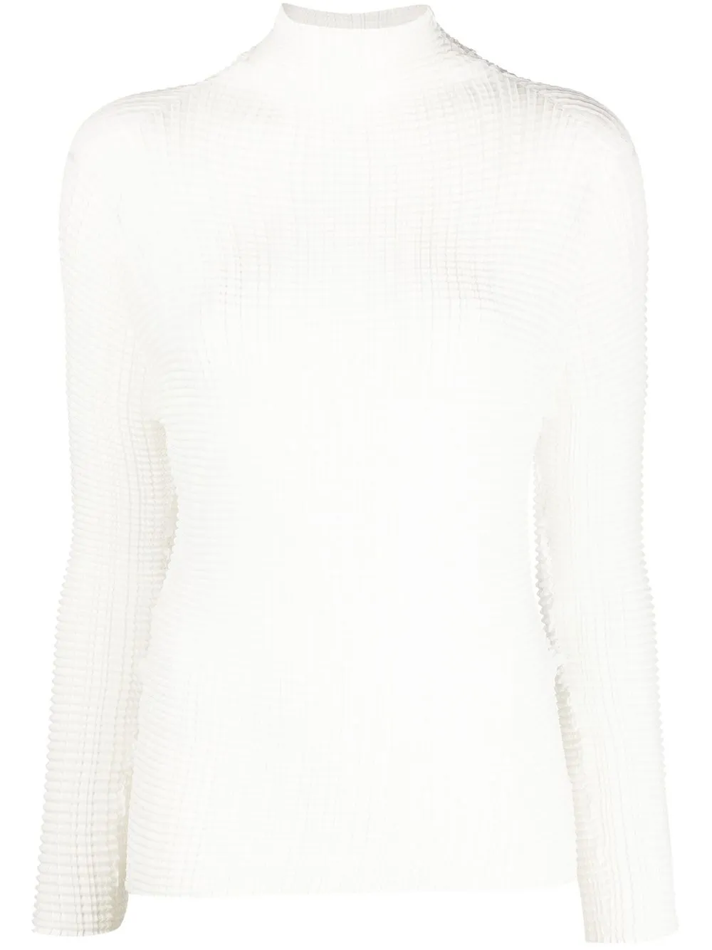 

Issey Miyake top plisado con cuello falso - Blanco