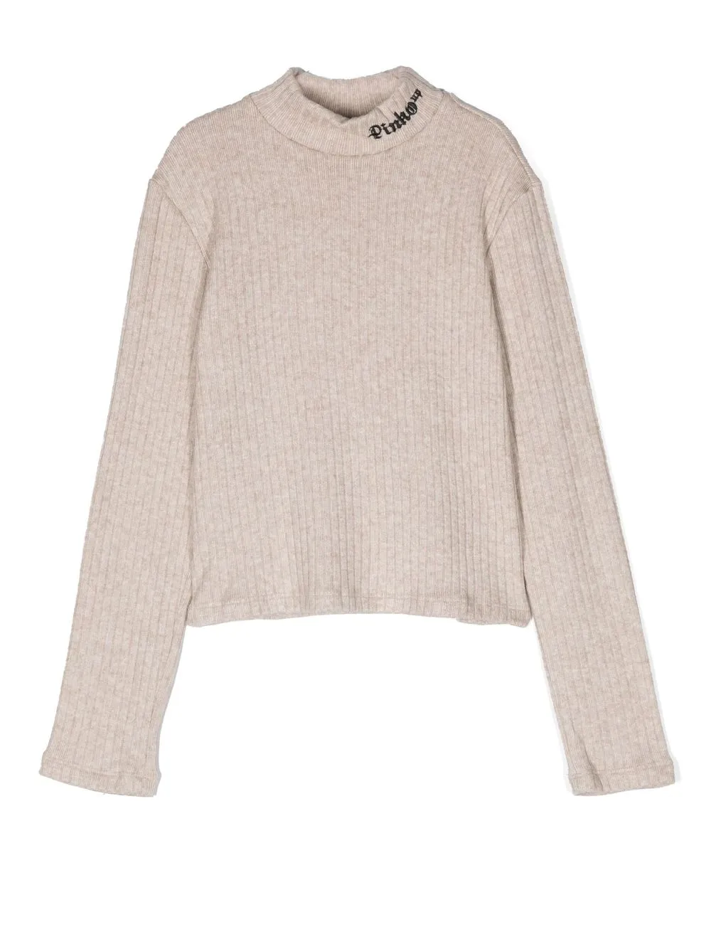 

Pinko Kids ribbed embroidered-logo top - Neutrals