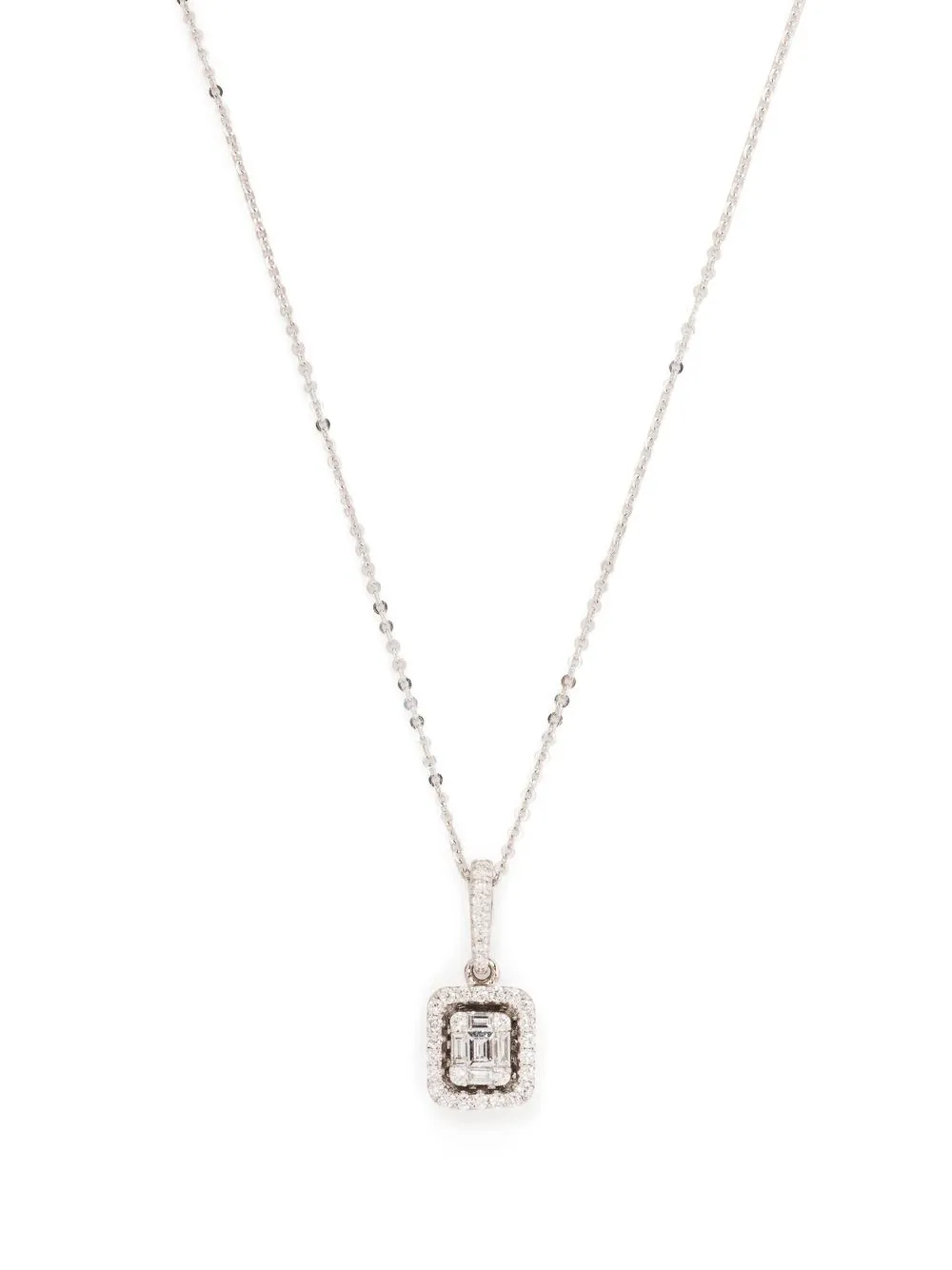 

PONTE VECCHIO 18kt white gold diamond halo pendant necklace - Silver