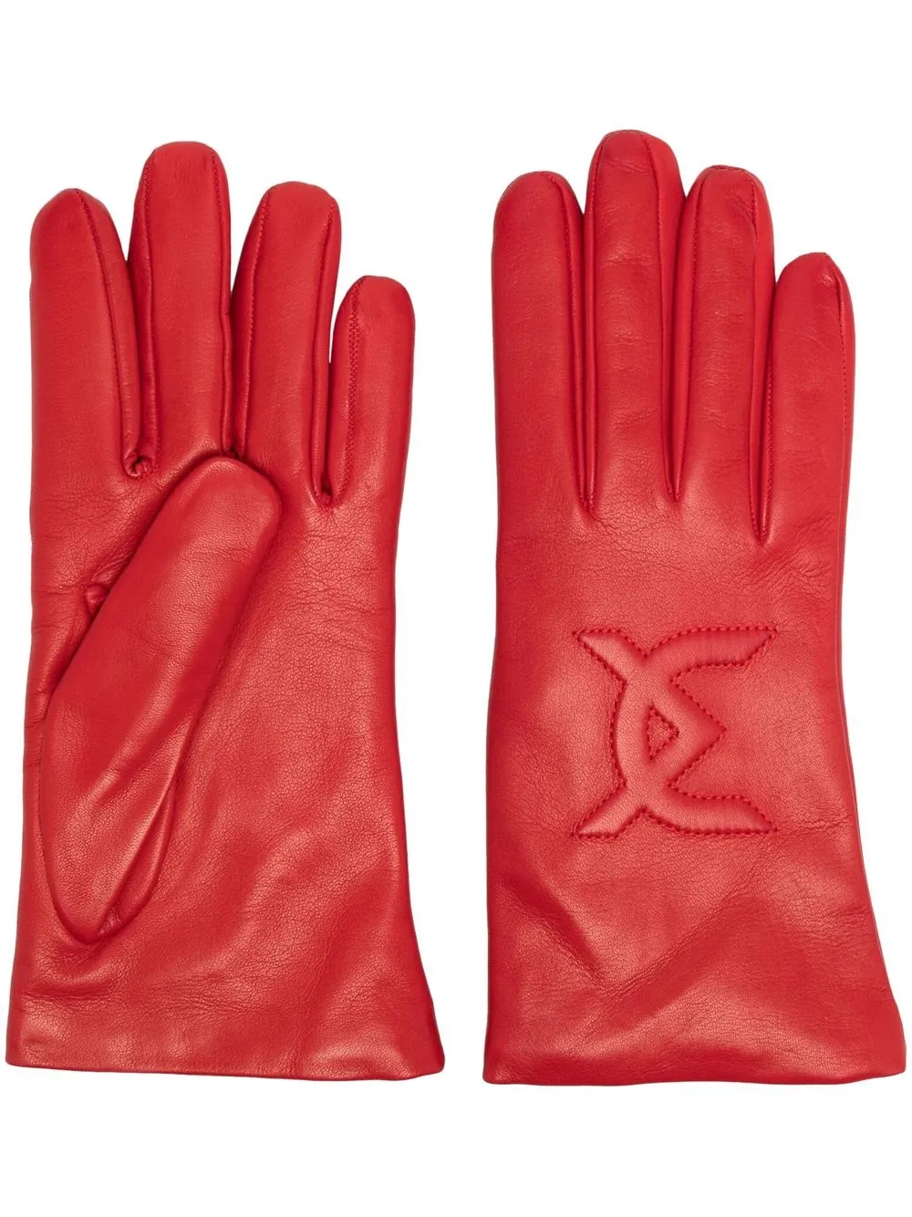 

David Koma debossed-logo leather gloves - Red