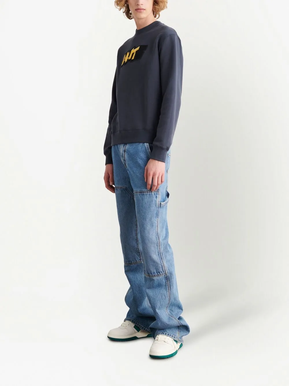  Off White Sweatshirt Mit Logo Print   Blau 