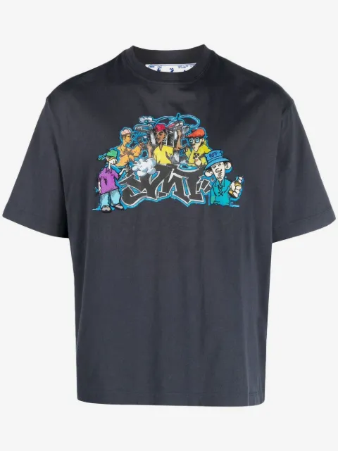 Off-White Graffiti logo-patch T-shirt