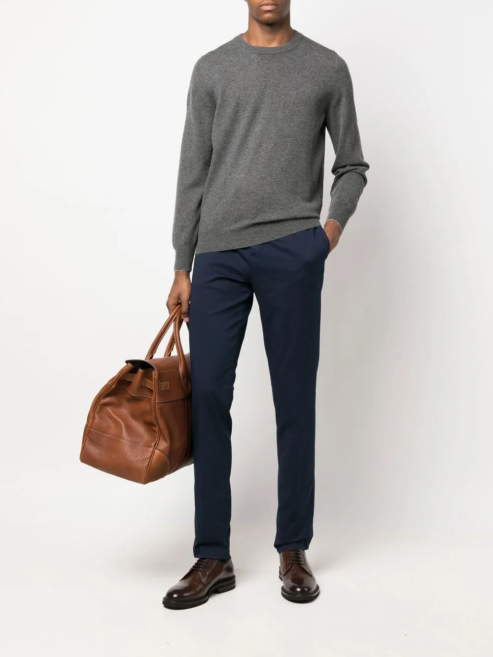 Brunello Cucinelli Cashmere Crew-neck Sweater In Grey