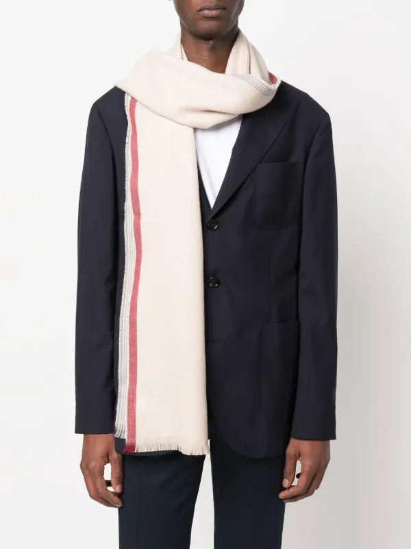 Brunello Cucinelli ストライプディテール シルクスカーフ