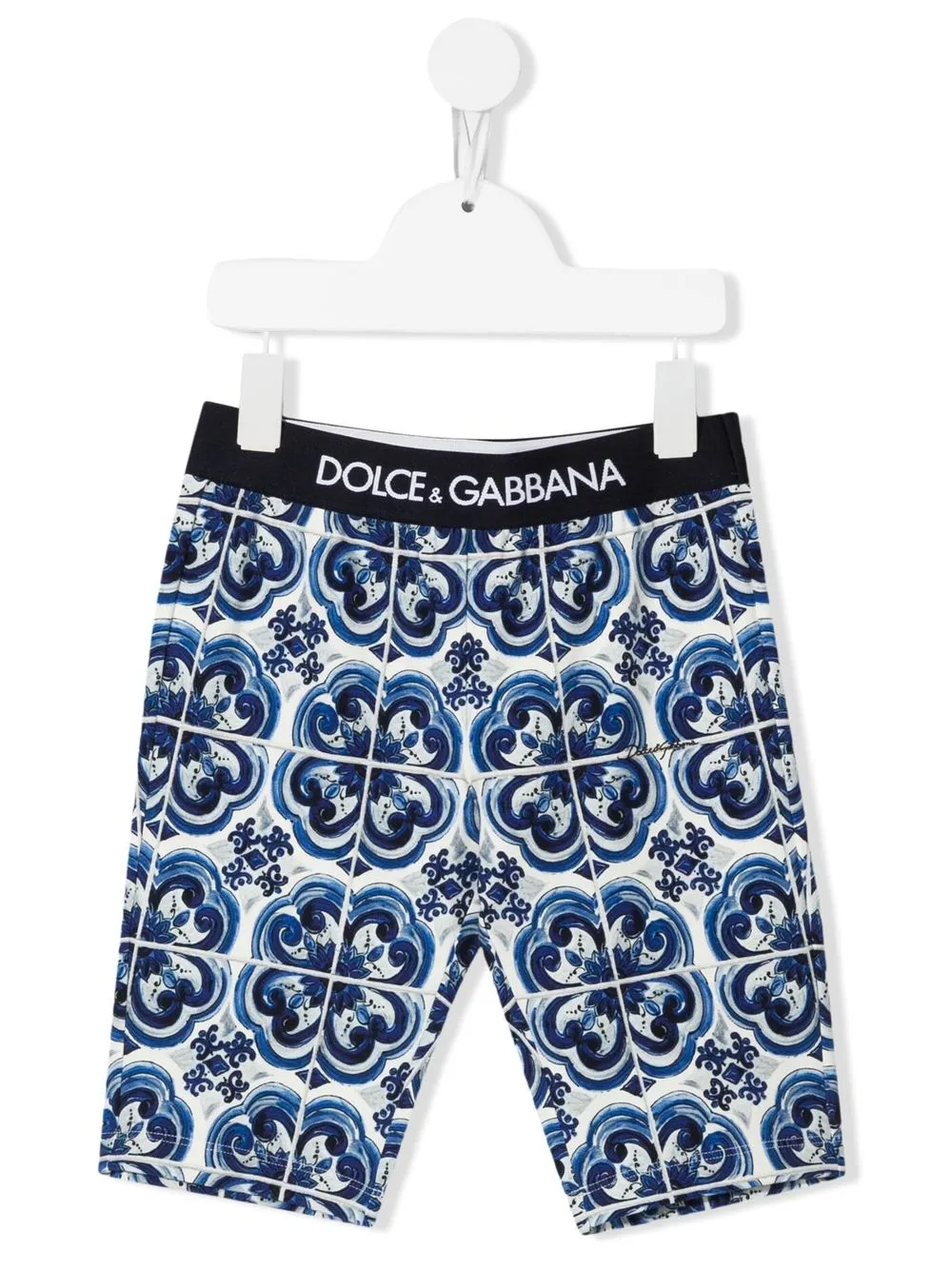 Image 1 of Dolce & Gabbana Kids Majolica-print cycling shorts