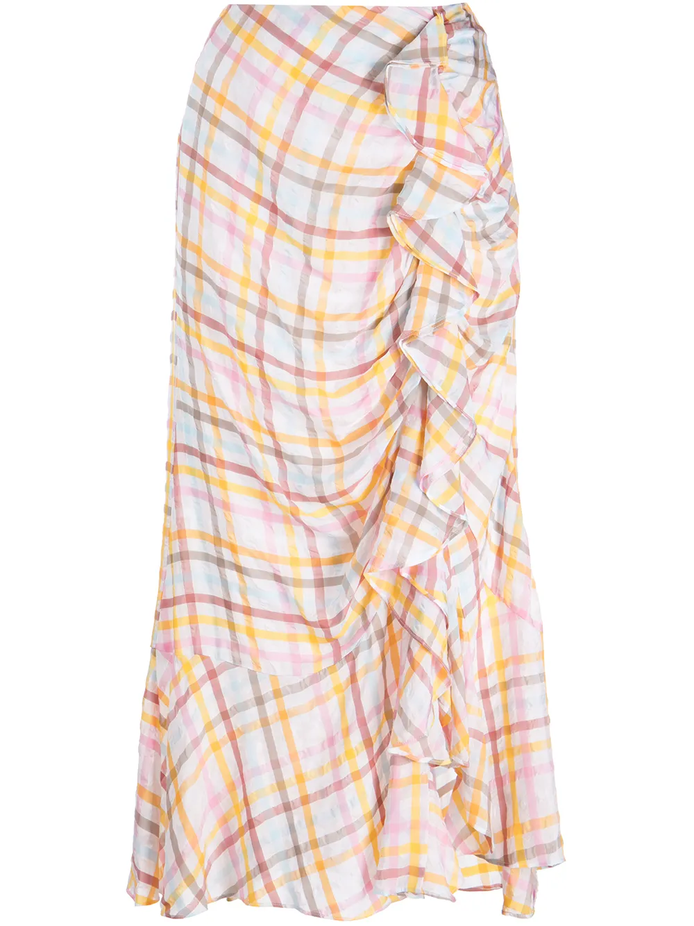 

Cinq A Sept Patrice plaid-print midi skirt - Orange