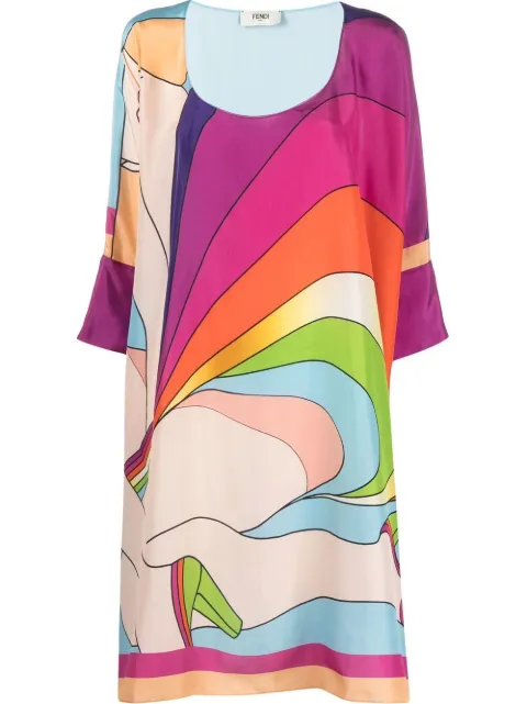 Fendi graphic-print kaftan dress