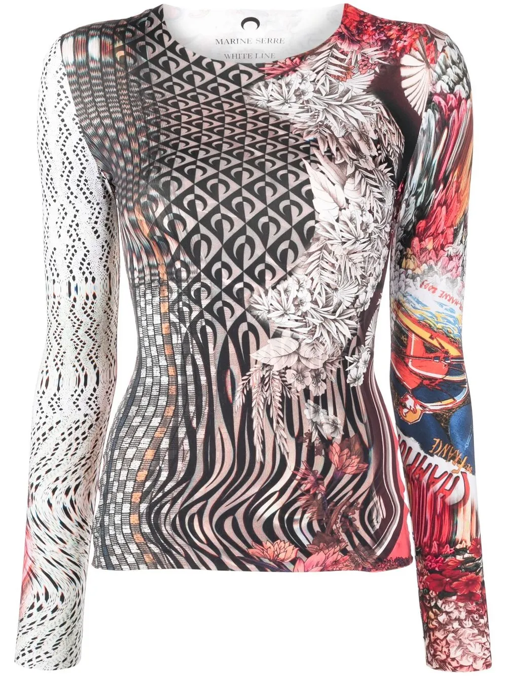 

Marine Serre playera estampada manga larga - Multicolor