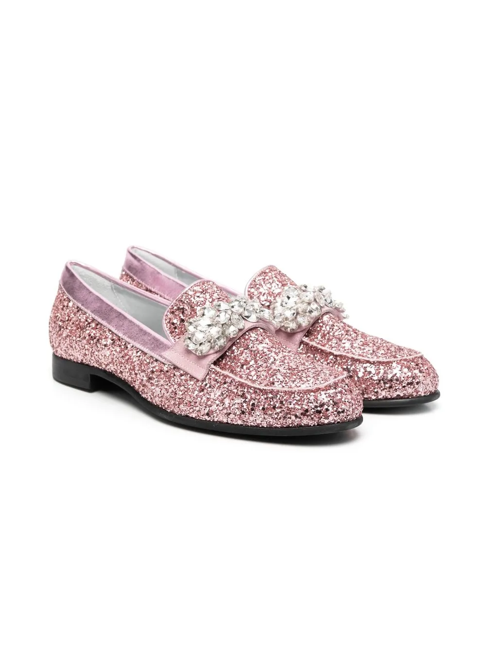 

Monnalisa mocasines con glitter y detalles de cristal - Rosado