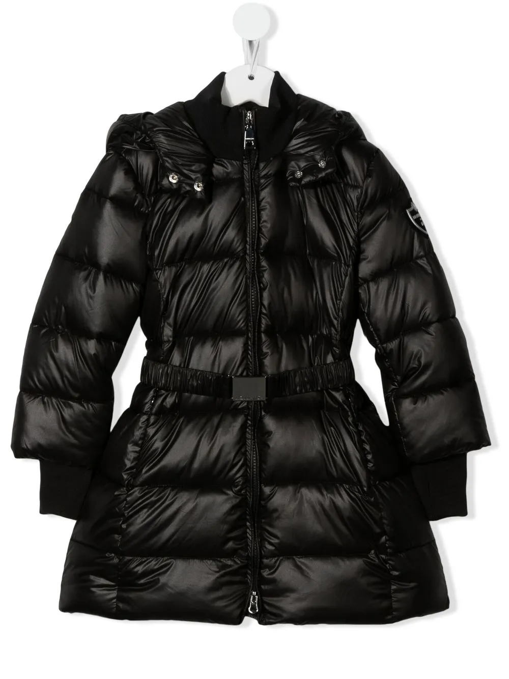 

Monnalisa logo-patch belted puffer coat - Black