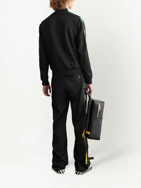 Off-White logo-embroidered zip-up Jacket | Black | FARFETCH