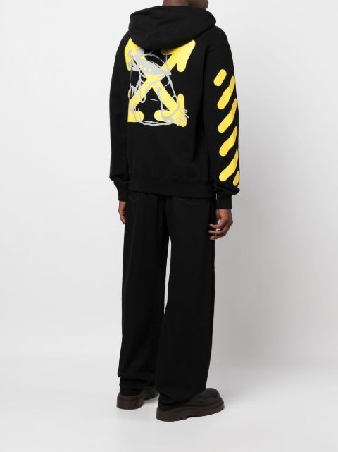 Off White Logo Print Cotton Hoodie Farfetch 1874