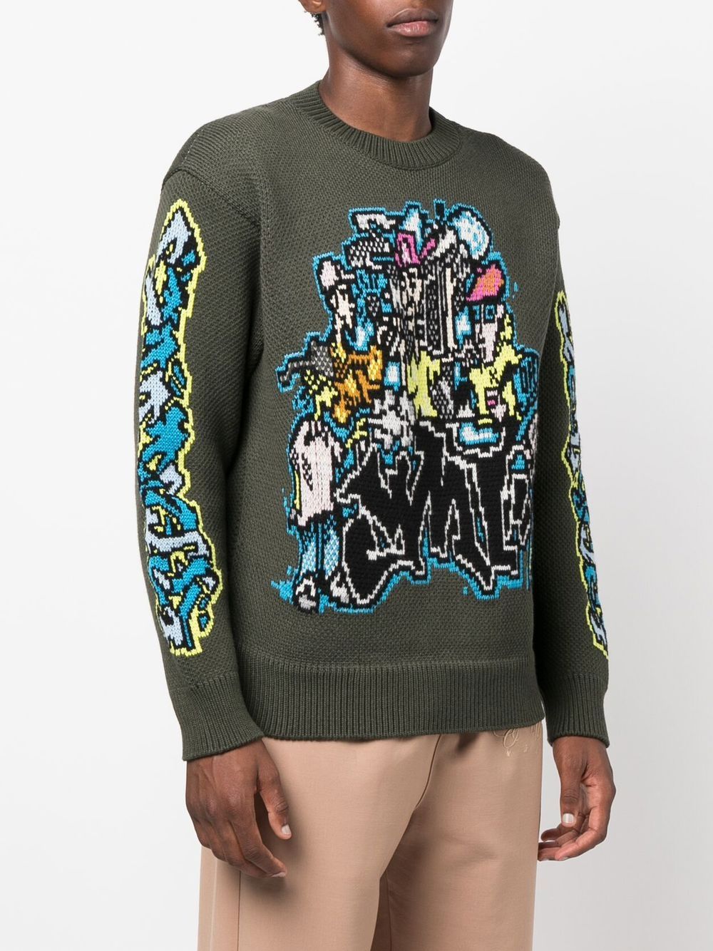 Off-White intarsia-knit long-sleeve Jumper - Farfetch