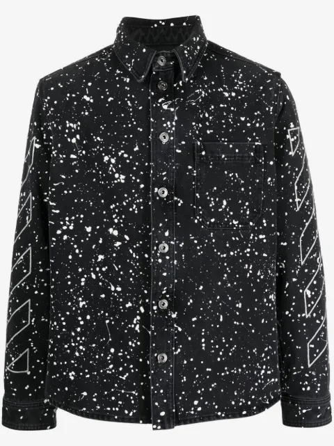 Off-White Diag-stripe paint-splatter denim shirt