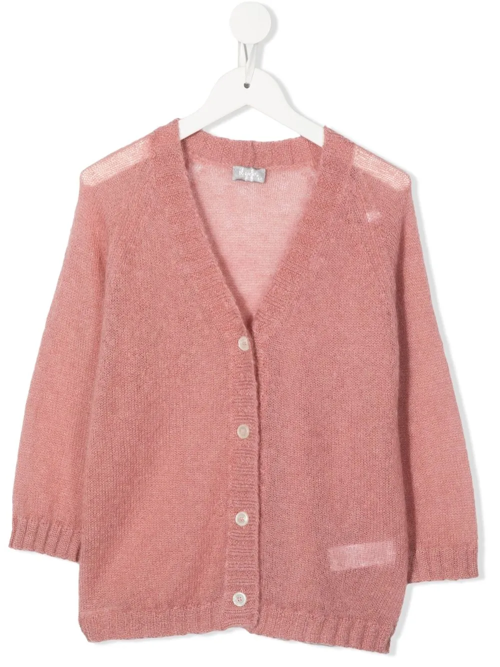 Il Gufo Kids' Fine-knit V-neck Cardigan In Pink