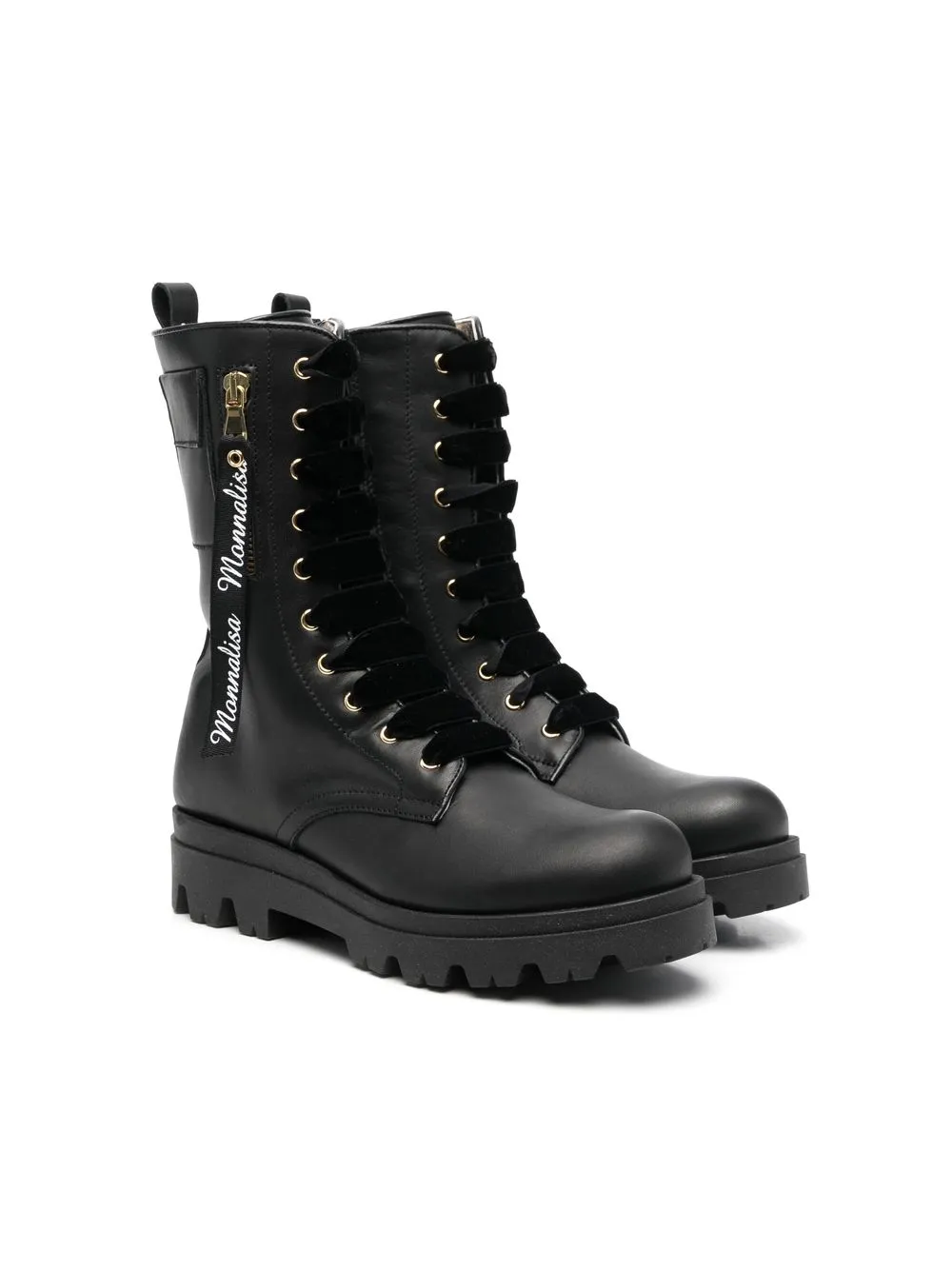 

Monnalisa botas militares con logo lateral - Negro