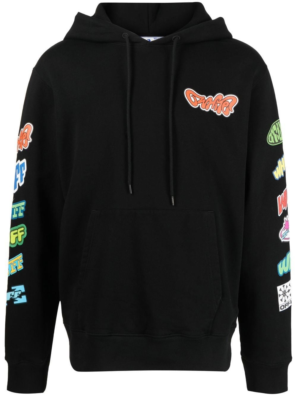 Off-white Graphic-print Cotton Hoodie In Black | ModeSens