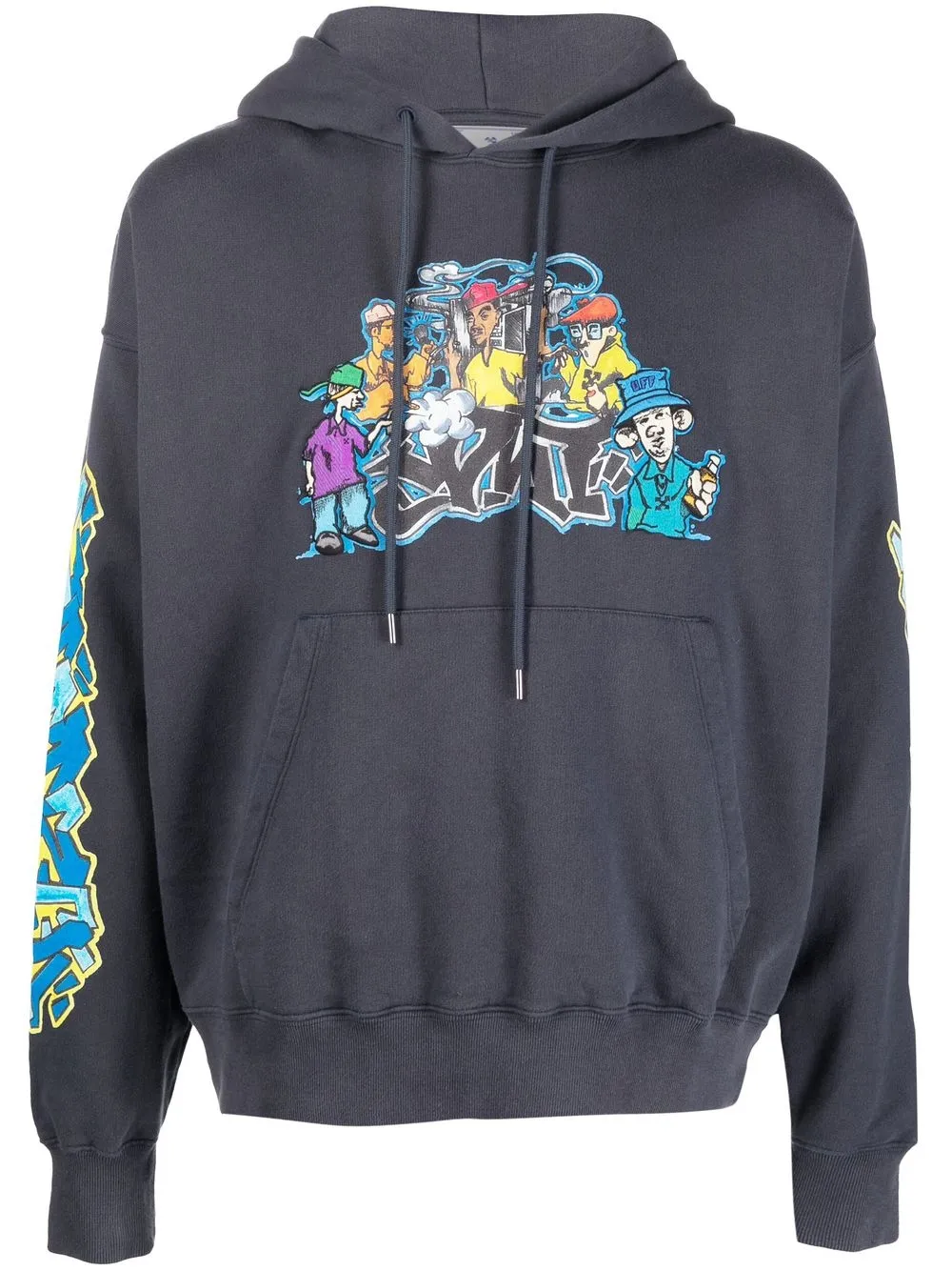 graffiti-print cotton hoodie