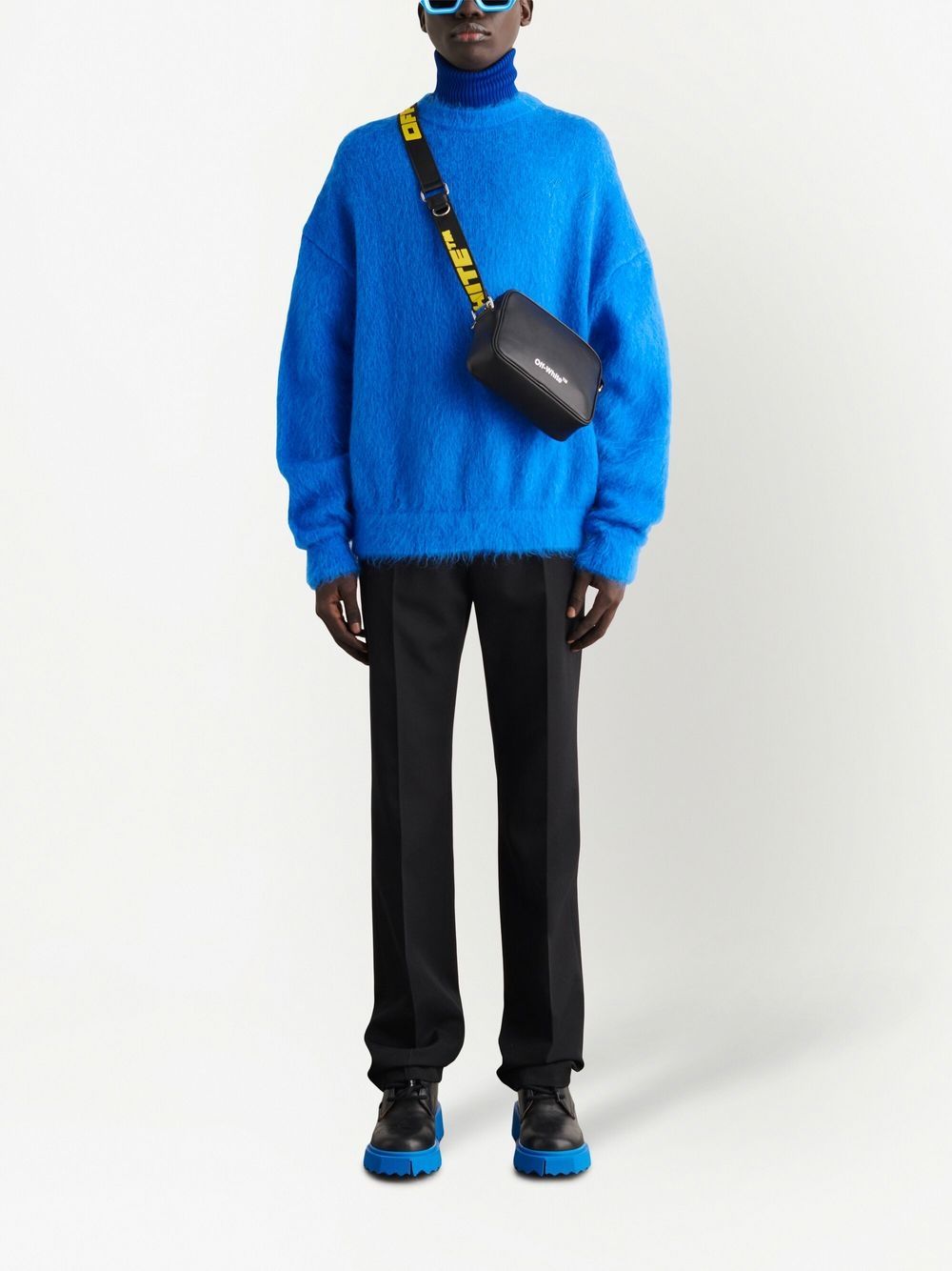 Shop Off-white Arrow Skate Textured-knit Jumper In Blue