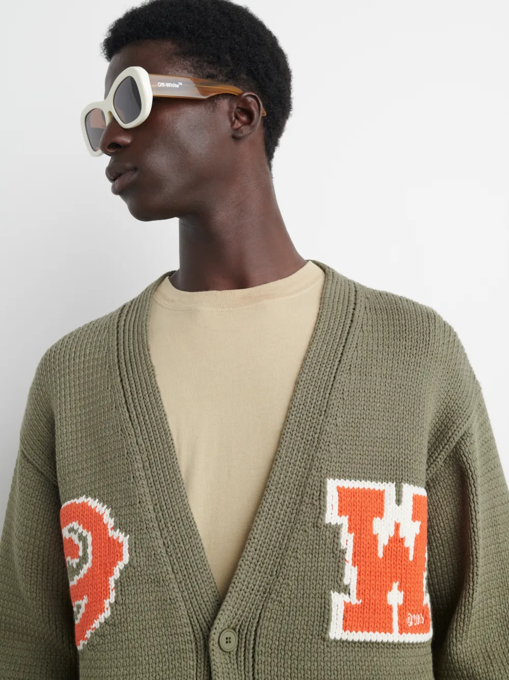 OW PATCH KNIT CARDIGAN in green OffWhite™ Official ES