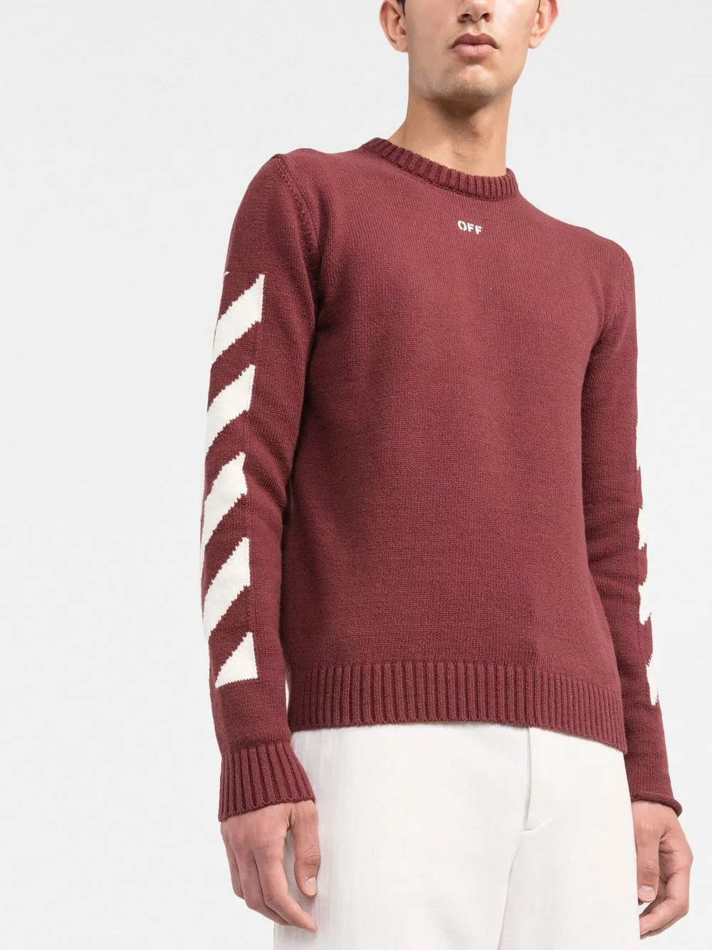  Off-white Arrow-knit Crew Neck Jumper - Red 