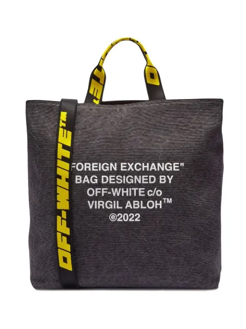 Off-White Bolsa tote com estampa de slogan