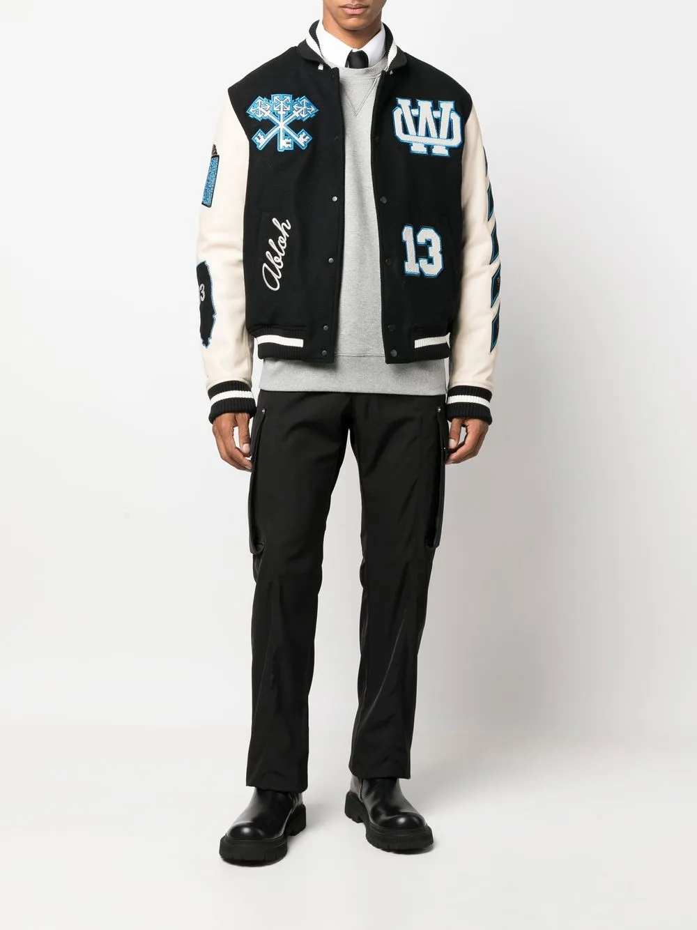 Off-White logo-patch Varsity Jacket - Farfetch