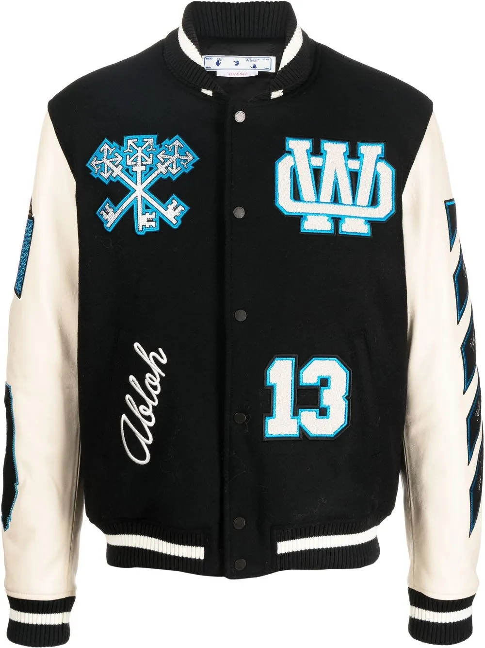 Off-White Wool and Leather Varsity Jacket