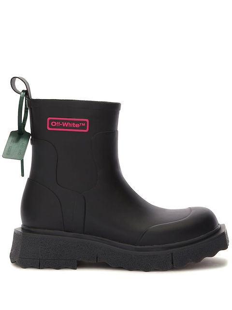 Off-White logo-print sponge rain boots