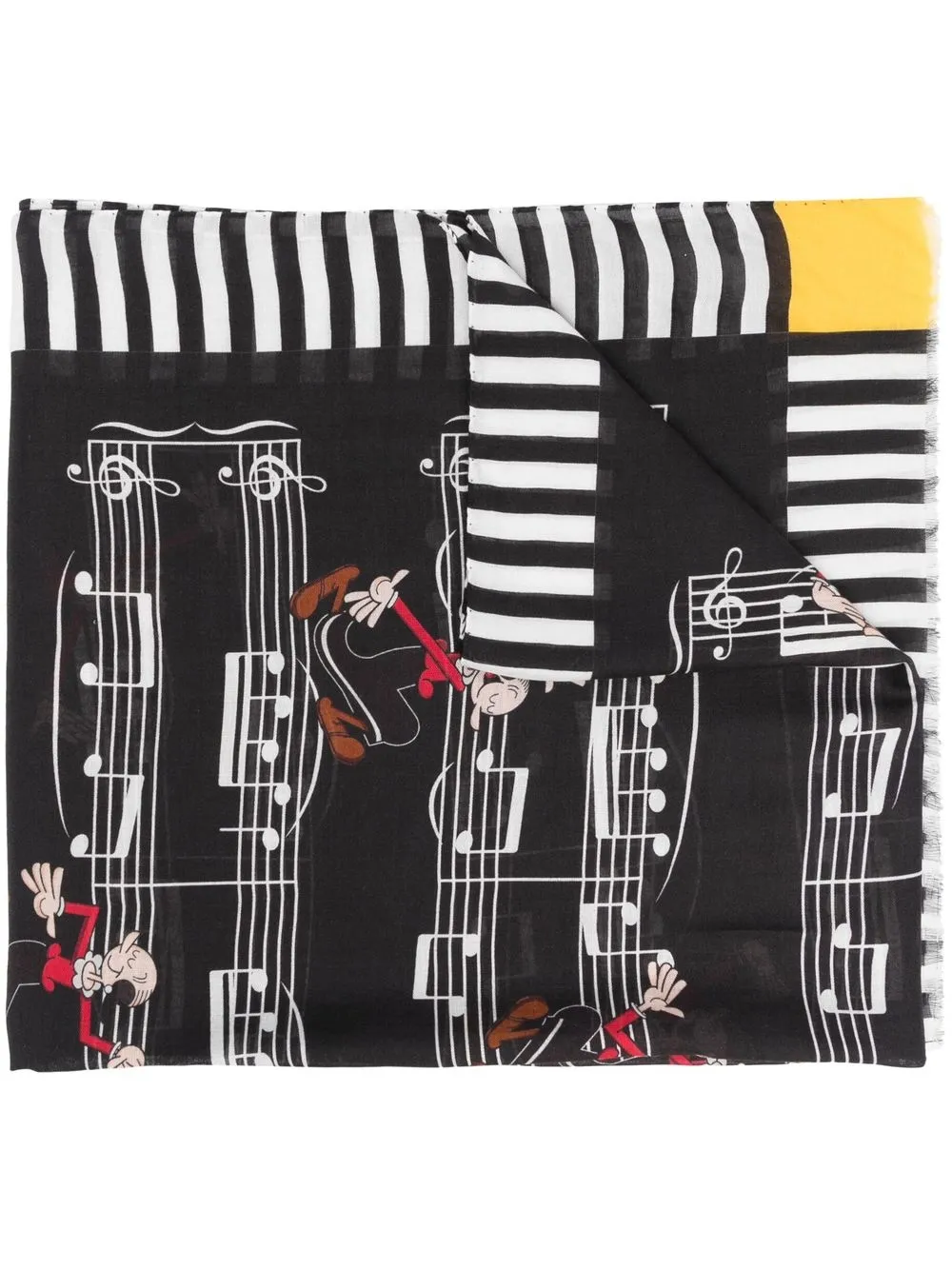 

Moschino Olive Oyl-motif striped-edge scarf - Black