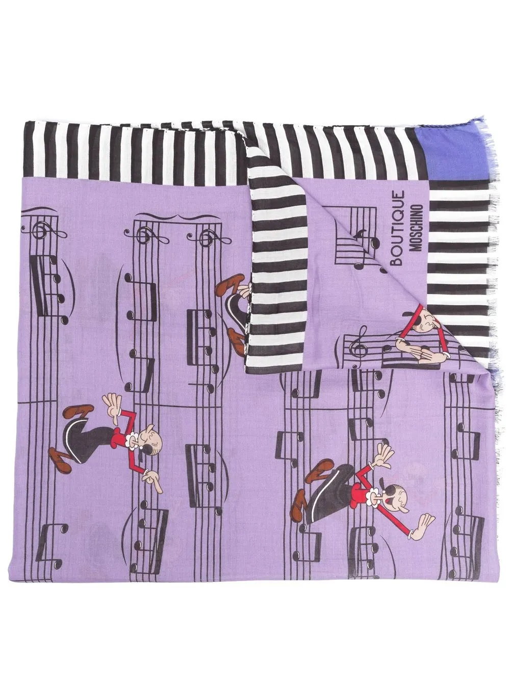 

Moschino Sheet Music fringed scarf - Purple