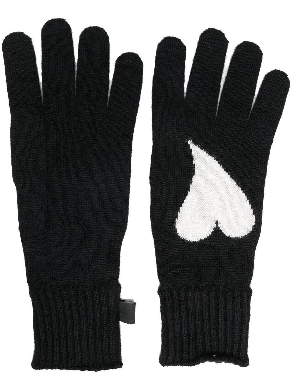 

Moschino guantes tejidos con corazón en intarsia - Negro