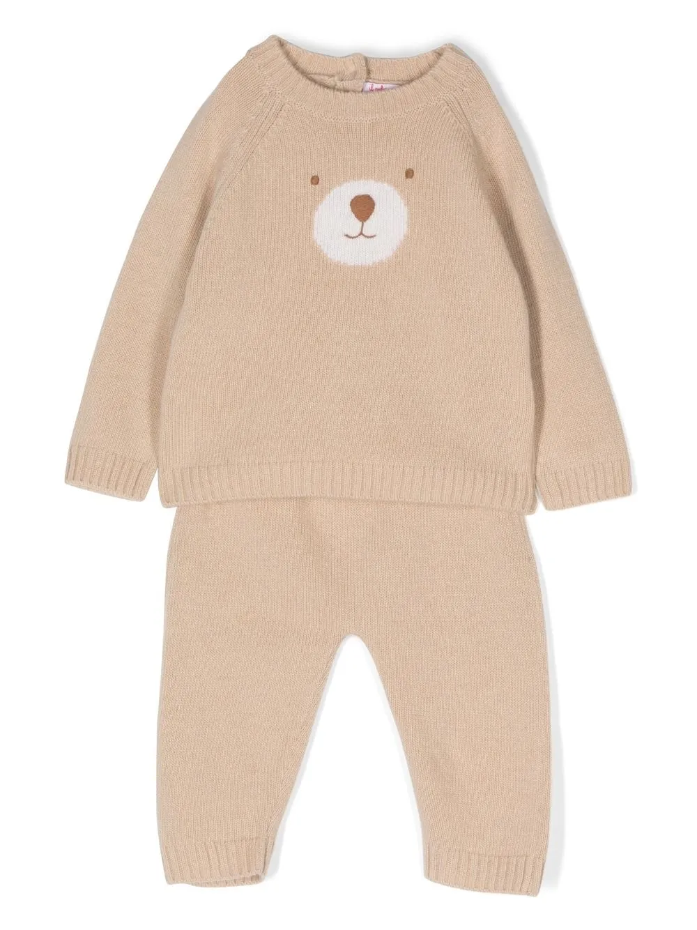 

Il Gufo Friendly Bear knitted tracksuit set - Neutrals