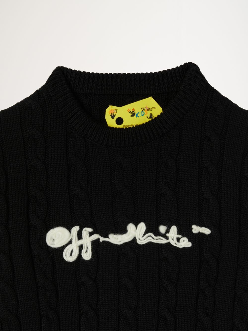 OFF SCRIPT CABLE KNIT in black | Off-White™ Official GB