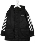 Off-White Kids logo-print parka jacket - Black