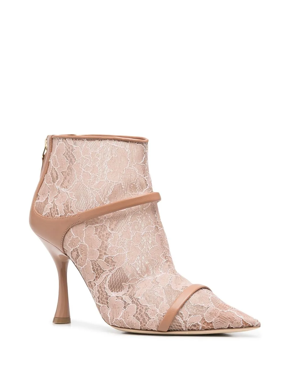 Malone Souliers Enkellaarzen met bloemenkant - Beige